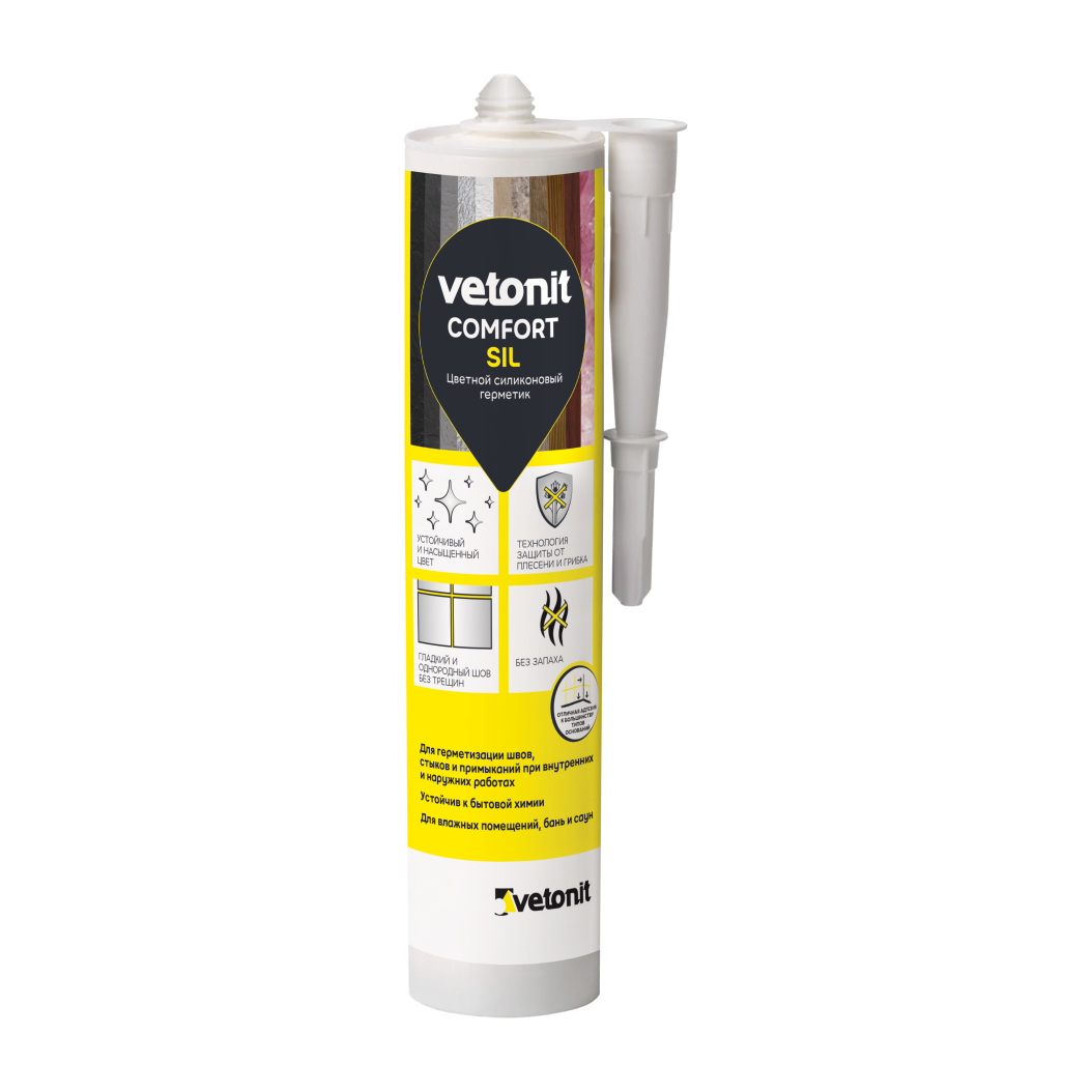 картинка Ветонит Комфорт сил 01 белый 280 мл(герметик) от базы строительно-отделочных материалов